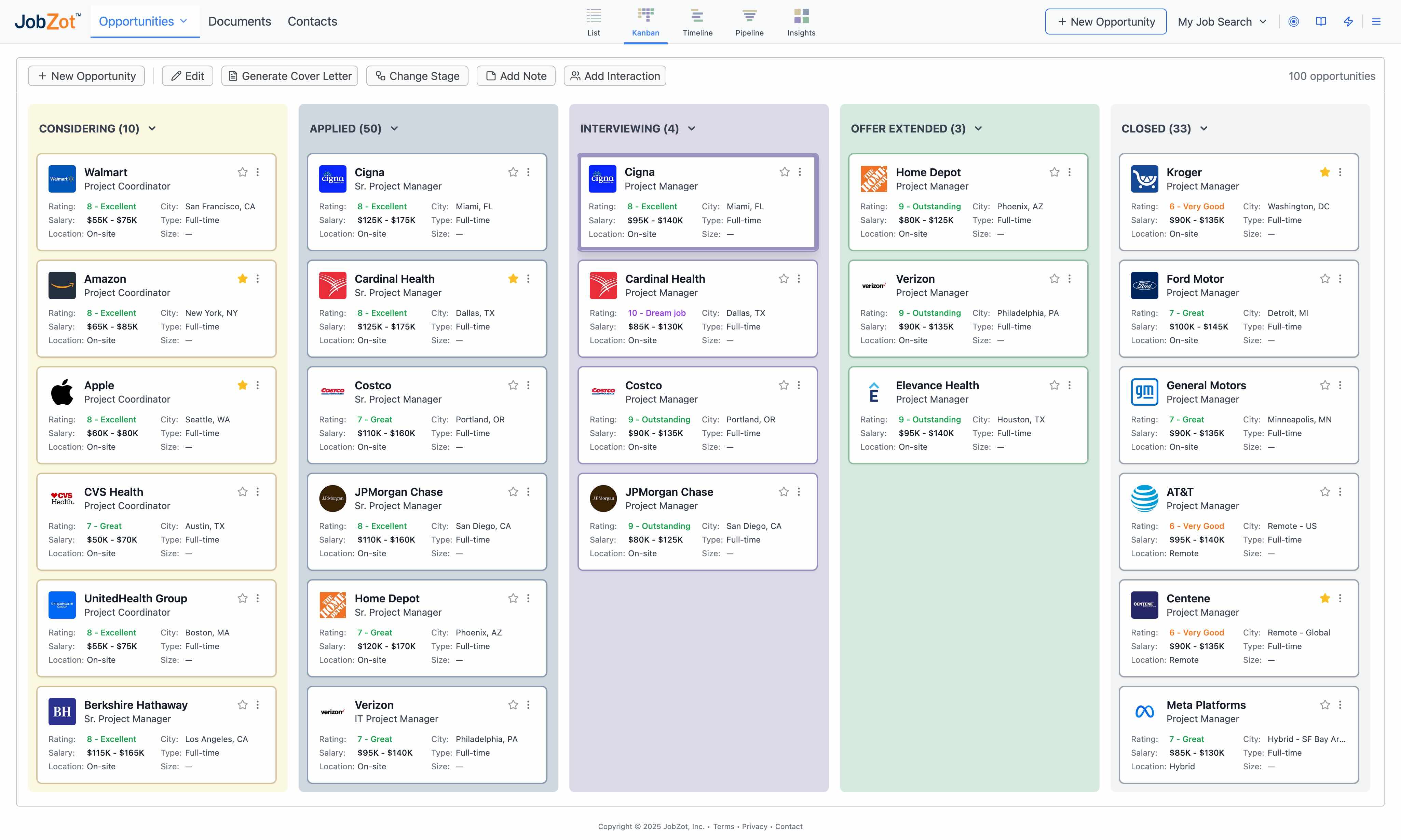 JobZot Kanban View